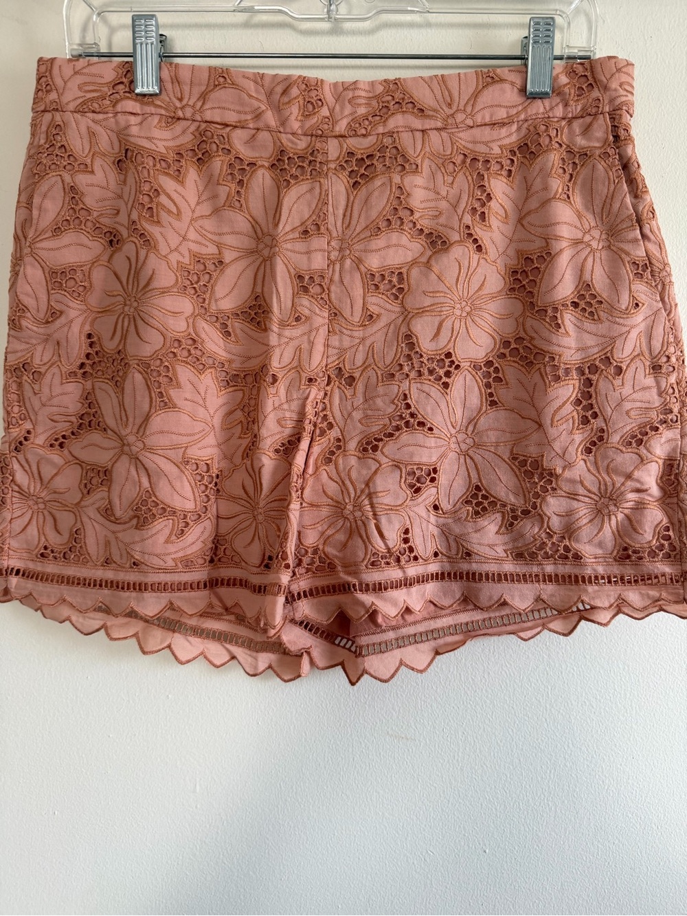 Ann Taylor Rose Blush Floral Eyelet High-Waist Shorts